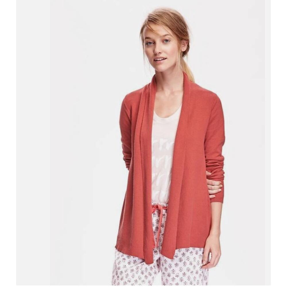 Old Navy Open-Front Rib-Knit Cardigan Womens XS Red/Orange Cozy Lounge Travel